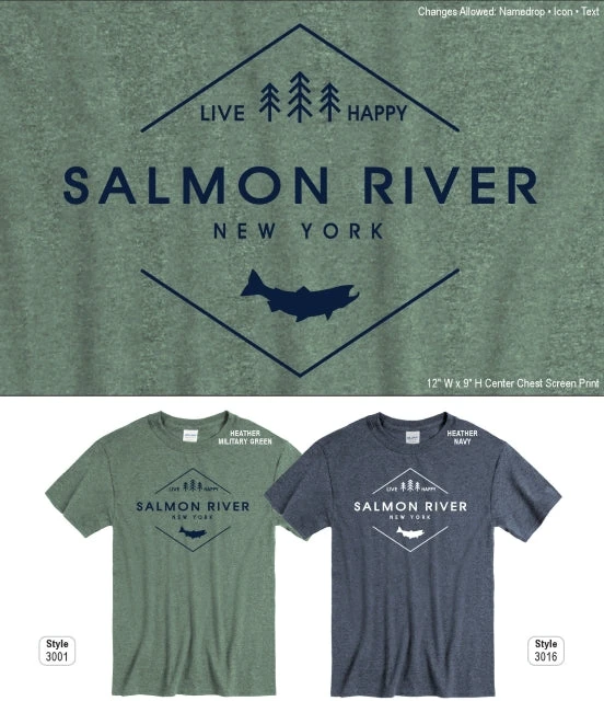 Fat Nancy's Tackle Shop Salmon River Live Happy T-Shirt Apparel